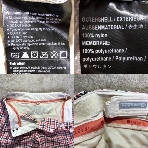 Burton Henna Houndstooth Ski/Snowboard Pants Coral & Gray Sz XS - Picture 10 of 14